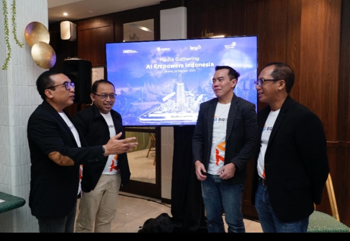 Dari kiri ke kanan) VP Corporate Communication Telkom Andri Herawan Sasoko, CEO BigBox AI Agus Laksono, Direktur Digital Business Telkom Muhamad Fajrin Rasyid, dan EVP Digital Business & Technology Telkom Komang Budi Aryasa.