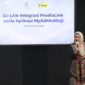 Direktur Utama AdMedika Dian Prambini saat memberikan sambutan pada acara seremoni Go Live Integrasi ProdiaLink pada Aplikasi MyAdMedik@ di Aula Lt.7 Gedung Grha Prodia Utama, Raden Saleh, Jakarta, pada Rabu (14/5).