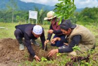 Telkom menargetkan penanaman 10.000 bibit pohon di sepanjang Sungai di wilayah Garut, Boyolali, dan Gowa.