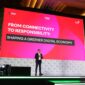 Wakil Direktur Utama Telkom Indonesia Muhammad Awaluddin saat menyampaikan paparan pada acara Katadata Sustainability Action for the Future Economy (SAFE) 2025 yang digelar pada Kamis (11/9).