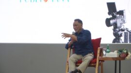 Komisaris Telkom Rizal Mallarangeng pada acara pelatihan jurnalistik dengan para awak media, di Semarang, pada (2/10).