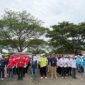 Apel kesiapan Relawan BUMN Peduli di area Bandara Kualanamu, Sumatra Utara, Jumat (19/12).