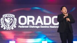 Menteri Pemuda dan Olahraga (Menpora RI) Erick Thohir, menghadiri Deklarasi dan Rapat Kerja Nasional (Rakernas) I Federasi Olahraga Domino Nasional (ORADO) periode 2026-2030.(foto:Andre/kemenpora.go.id)
