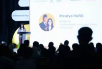 Menkomdigi Meutya Hafid saat memberikan sambutan dalam acara kelulusan Program Google for Startups Accelerator di Garuda Spark Innovation Hub Jakarta, Jakarta Pusat, Selasa (24/02/2026). Foto: Anhar/Komdigi